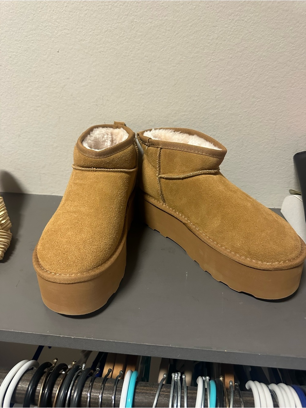 Cushionaire Platform Tan Suede Platform Ankle Booties
